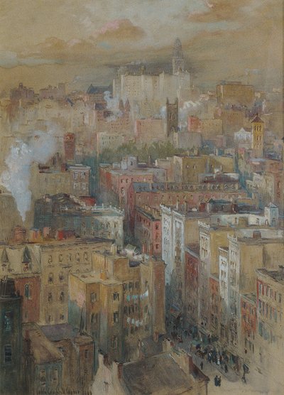 New York Şehri görünümü, c.1910 by Colin Campbell Cooper