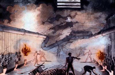 Gaz Işığı Kuruluşunda şarj imbikleri, Brick Lane, Londra, 1822 by Colin Mackenzie