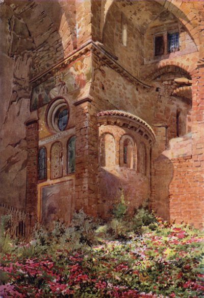 Roseto ile Sacro Speco, en alttaki şapelin apsisi, Subiaco by Commendator Formilli