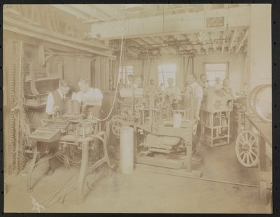 Dressler & Co., çalışan erkeklerle sinema laboratuvarı, New York by Company Byron