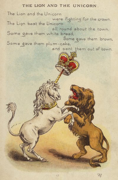 Tekerleme: Aslan ve Tek Boynuzlu At (chromolitho) by Constance Haslewood