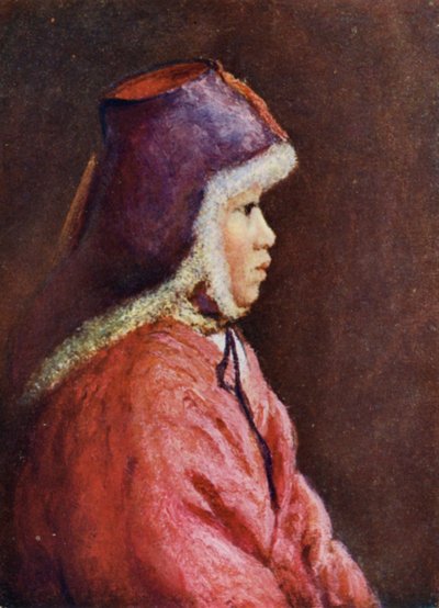 Kışlık elbiseli Koreli bir kız (renkli taş) by Constance J.D. Coulson