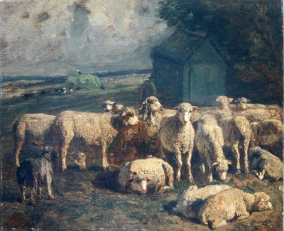 Koyun Sürüsü (tuval üzerine yağlı boya) by Constant Emile Troyon