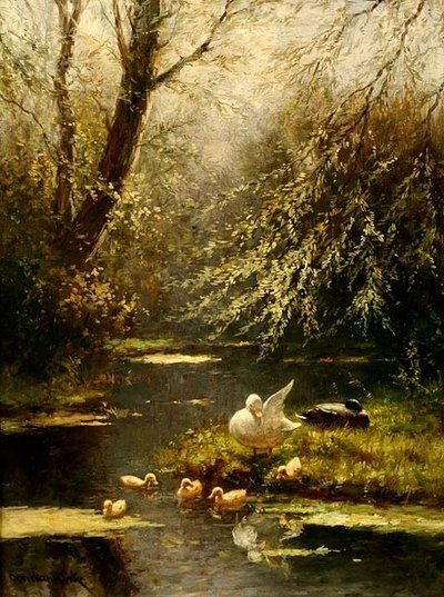 Manzaradaki Ördekler (tuval üzerine yağlı boya) by Constant Artz