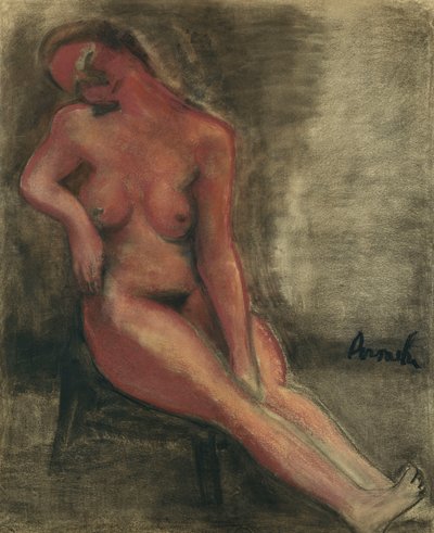 Bir Sandalyede Oturan Çıplak Kızıl Saçlı; Bir Sandalyede Oturan Çıplak Kırmızı by Constant Permeke
