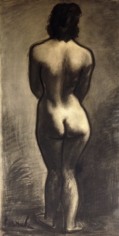 Çıplak Ayakta; Nu Debout - Stand Naakt, yak. 1930 (kağıt üzerine siyah tebeşir ve siyah yıkama) by Constant Permeke
