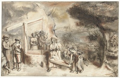 Musa ve Reuel'in kızları kuyuda by Constantijn à Renesse