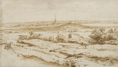 Appeldoorn yakınlarındaki manzara, 1680 (kalem ve kahverengi mürekkep) by Constantijn the Younger Huygens