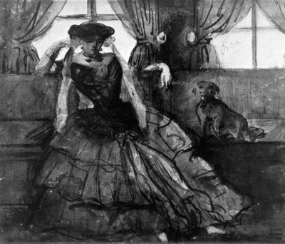 Köpeğiyle Bir Kadın, 19. yüzyıl, 1930. by Constantin Guys