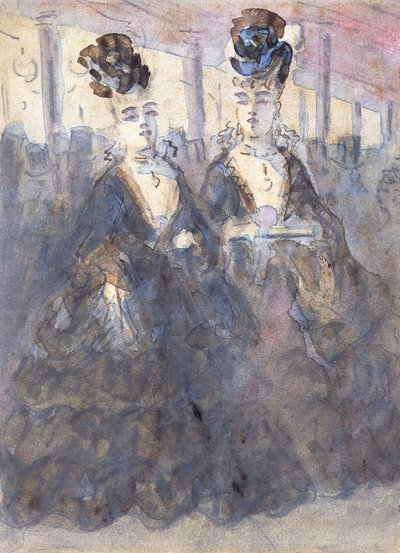 Tiyatroda İki Lorette, by Constantin Guys