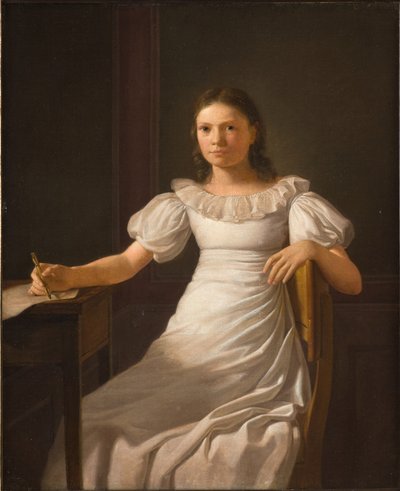 Sanatçının kız kardeşi Alvilde by Constantin Hansen
