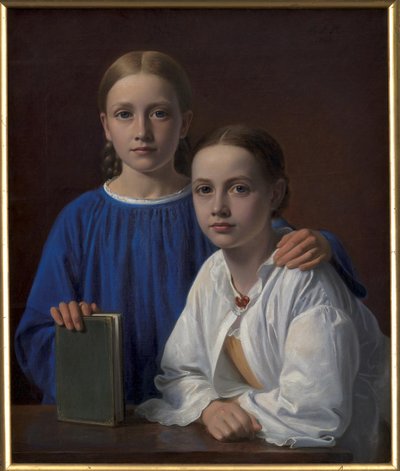 Meta Magdalene Hammerich ve Sanatçının Kızı Kristiane Konstantin Hansen by Constantin Hansen