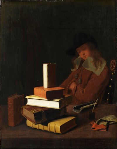 Uyuyan Öğrenci, 1663 by Constantin Verhout or Voorhout