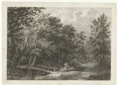 Ahşap köprü ile orman manzarası by Constantinus Cornelis Huysmans