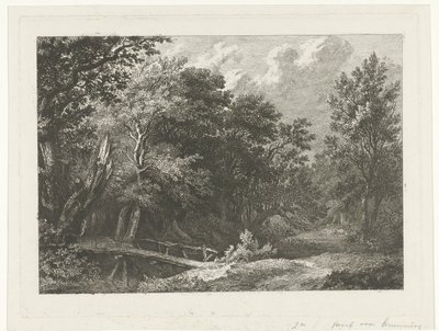 Ahşap köprü ile orman manzarası by Constantinus Cornelis Huysmans