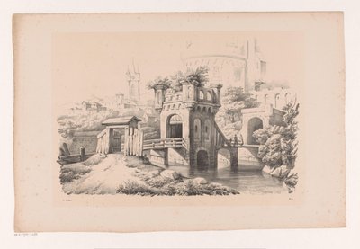 Aşırı büyümüş kule ile köprü Manzara (dizi adı) by Constantinus Cornelis Huysmans