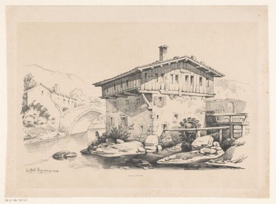 Dağ köyünde ev ve su değirmeni Manzara (dizi adı) by Constantinus Cornelis Huysmans