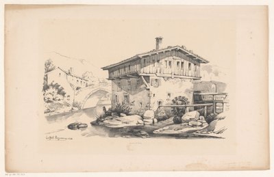 Dağ köyünde su değirmeni olan ev Manzara (dizi adı) by Constantinus Cornelis Huysmans