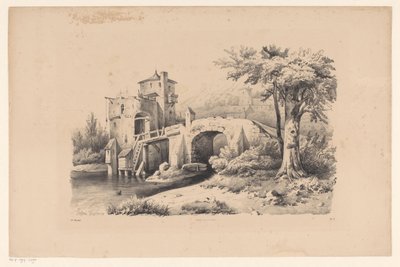 Köprü ve kale kulesi ile manzara Manzara (dizi adı) by Constantinus Cornelis Huysmans