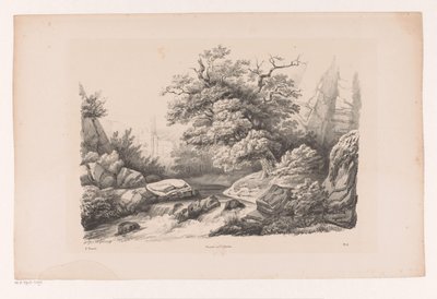 Akış ile kaya manzara Manzara (dizi adı) by Constantinus Cornelis Huysmans