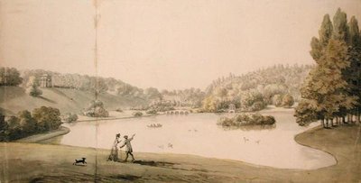 Stourhead, c.1780 (kağıt üzerine suluboya ve kurşun kalem) by Copplestone Warre Bamfylde