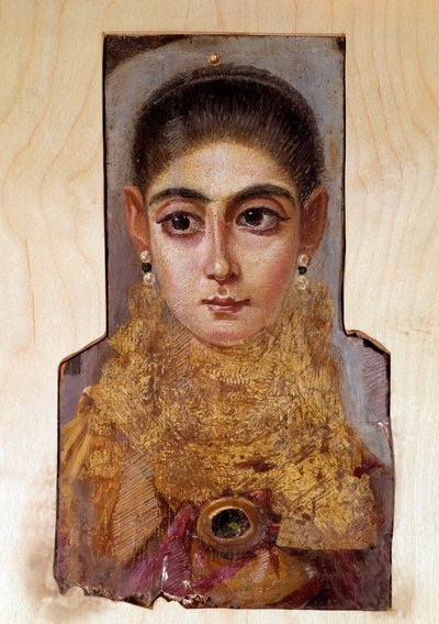 Kıpti sanatı: Fayoum (Fayum) adlı genç kadın (MS 160 civarında) Ahşap üzerine mum boyama. Paris, Louvre Müzesi by Coptic