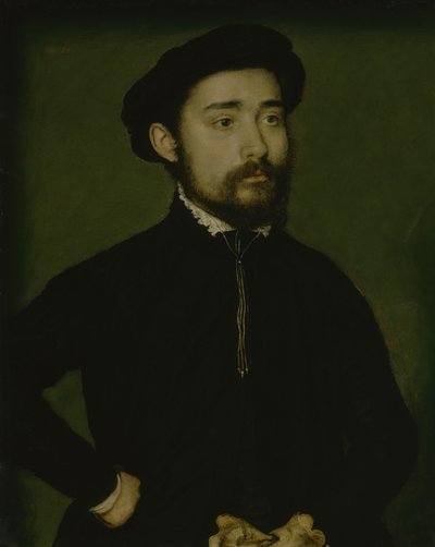 Eldivenli Adam Portresi (ahşap üzerine yağlıboya) by Corneille de Lyon