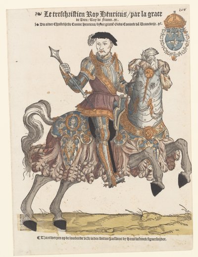 At sırtında zırhlı Fransa Kralı II. Henry