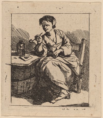 bir kadın sigara by Cornelis Pietersz Bega