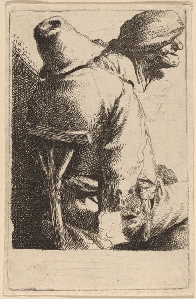 Oturan Köylü ve Karısı by Cornelis Pietersz Bega