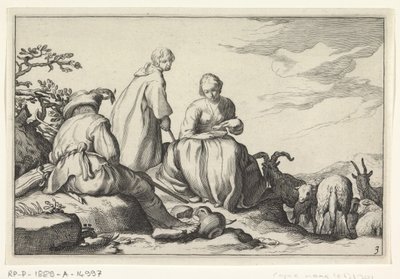 koyun çobanları Dört pastoral sahne (dizi adı) by Cornelis Bloemaert (II) (possibly)