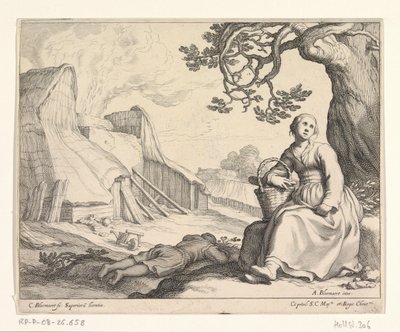 Kadın bir kireç fırınında by Cornelis Bloemaert (II)
