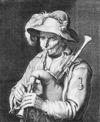 Gayda Çalan Adam, 17. yüzyıl. by Cornelis Bloemaert