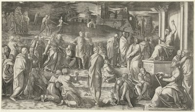 Mesih insanlara vaaz verir by Cornelis Bos