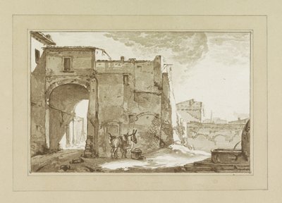 Gezgin ve katır ile kapı by Cornelis Brouwer