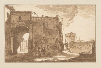 Gezgin ve katır ile kapı by Cornelis Brouwer