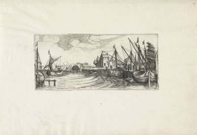 Kilitli bir liman manzarası Manzaralar (dizi başlığı) by Cornelis Claesz van Wieringen (possibly)