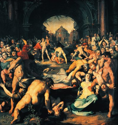 Cornelis Cornelisz van Haarlem (1562-1638) tarafından masumların katliamı, triptik merkez paneli by Cornelis Cornelisz. van Haarlem