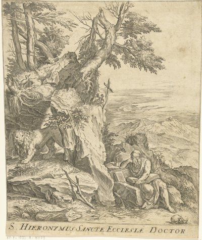 Hieronymus okuma ile manzara by Cornelis Cort