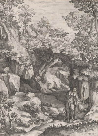 Mary Magdalen, Vahşi Doğada Tövbe Ediyor, 1573. by Cornelis Cort