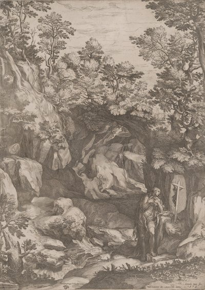 Mary Magdalen, Vahşi Doğada Tövbe Ediyor, 1573. by Cornelis Cort