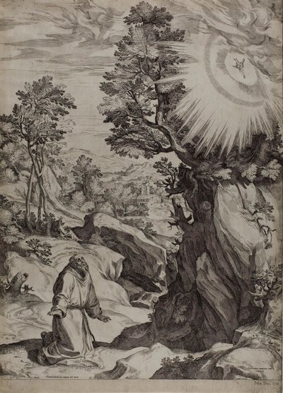 Büyük Bir Peyzajda Aziz Francis Tövbekar by Cornelis Cort