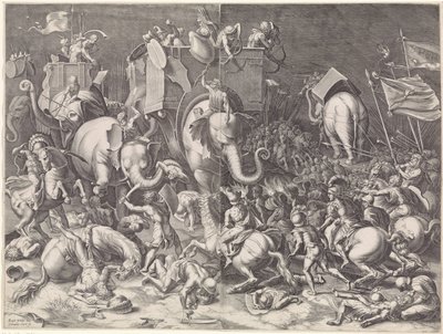 Geceleri Scipio ve Hannibal arasındaki Zama Savaşı by Cornelis Cort