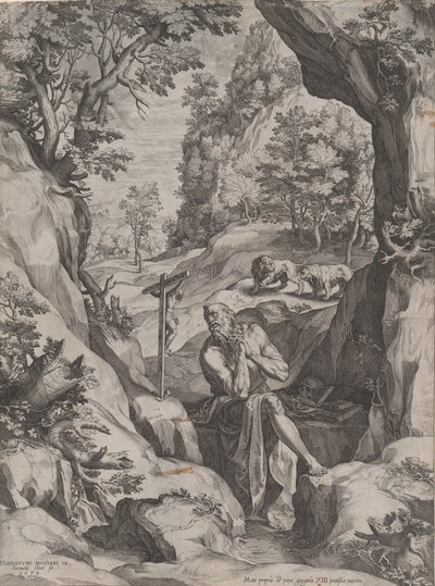 Vahşi Doğada Aziz Jerome Tövbekar, 1573. by Cornelis Cort