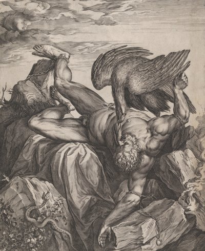 Tityus, Cehennemde Cezalandırıldı, 1566. by Cornelis Cort