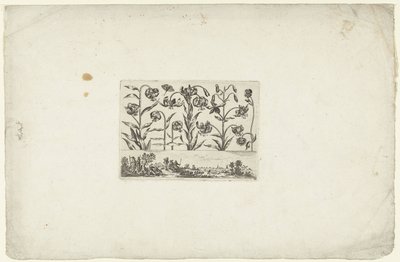 Manzara üzerinde çiçek satırı Çiçekler ve manzaralar (dizi başlığı) by Cornelis Danckerts (I)