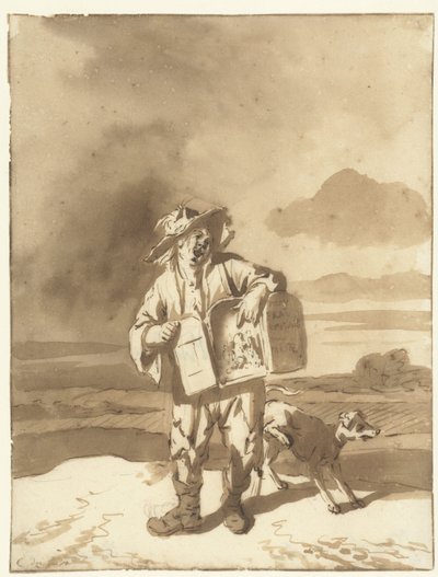 Peepshow'lu bir Genç Adam ve peepshow'lu bir Köpek Çocuk ve bir köpek, 1700 dolayları by Cornelis Dusart