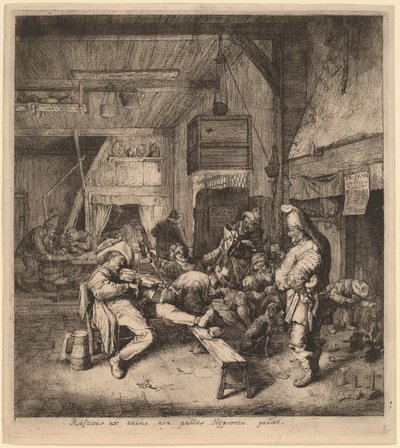 Bir Tavernada Oturan Kemancı by Cornelis Dusart