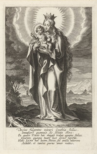 Çocuklu Taçlı Meryem by Cornelis Galle (I)