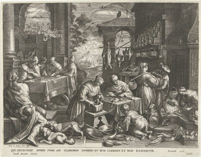 Zengin Adam ve Fakir Lazarus benzetmesi by Cornelis Galle (I)